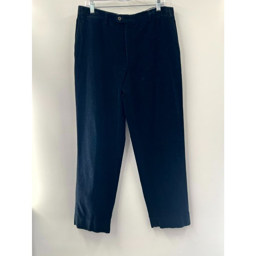 Canali Men's Black Solid Corduroy Mid Rise Dress Pants Size 52 (US 35)
